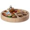 3 Sectional Round Snack Tray Natural Wood 15.75" Rustic Kitchen Dining Decor